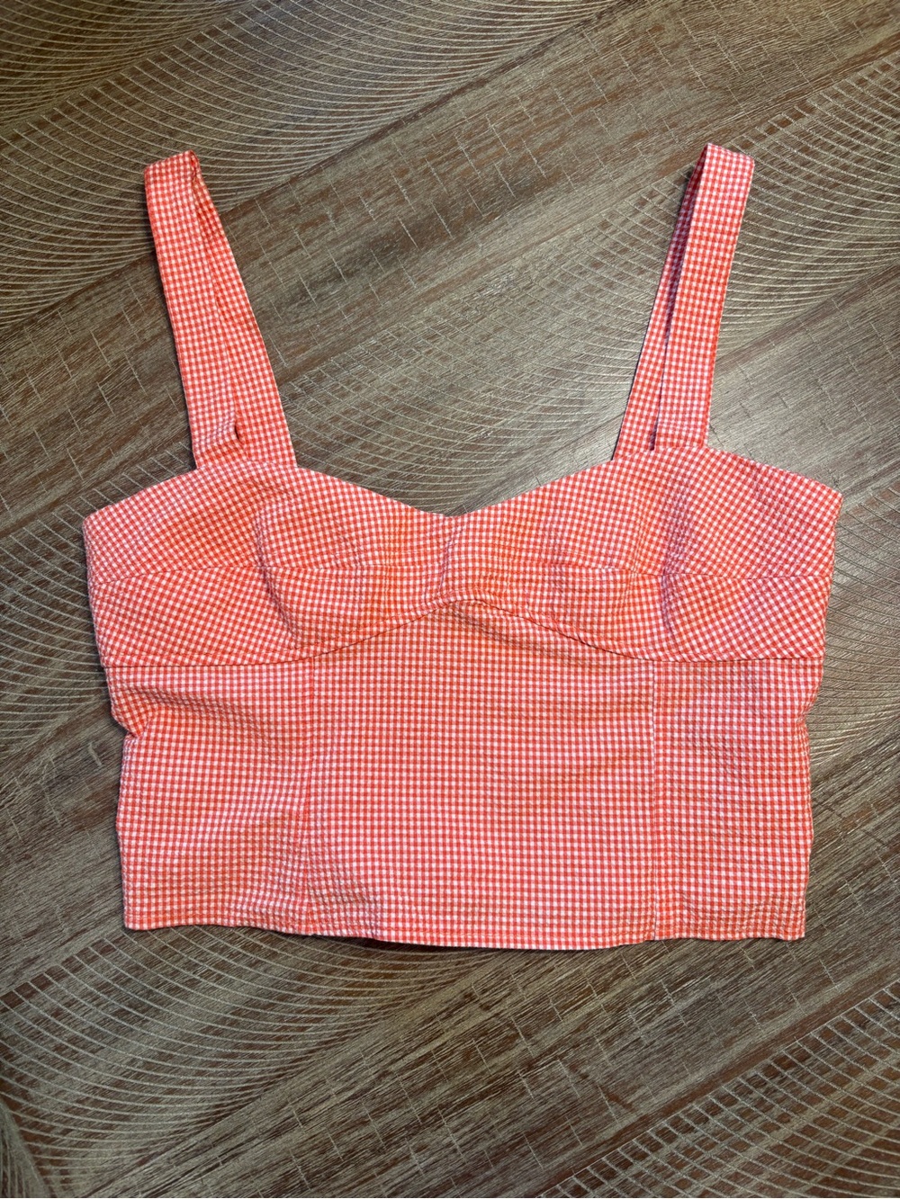 Zara Orange Gingham Crop Top – Size M